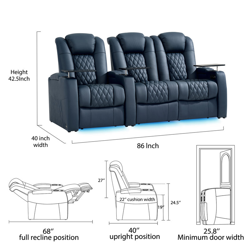 Fauteuil de cinéma inclinable Power Zero Gravity, Bleu