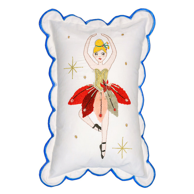 Coussin Vibhsa Ballerina Christmas 14 x 20, Rectangle H 14 po x l 20 po, Noël blanc