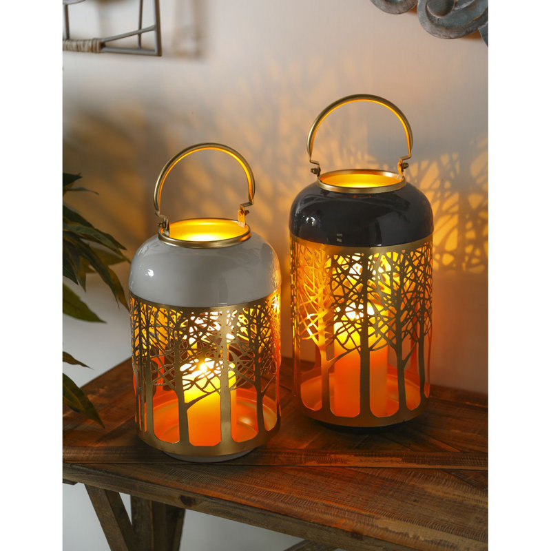 Black Metal Tabletop and Hanging Candle Lantern