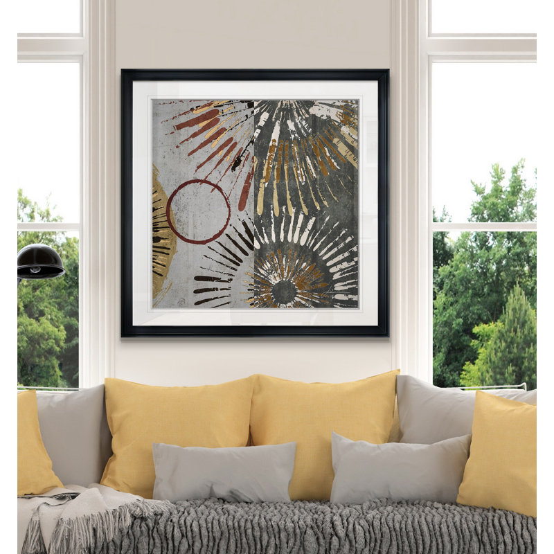 'Outburst Tiles II' Painting, 24" H x 24" W x 1.5" D, Black Framed