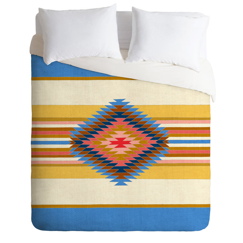 Bianca Polyester Geometric Shapes Duvet Cover, Blue, Twin/Twin XL Duvet Cover + 1 Standard Sham
