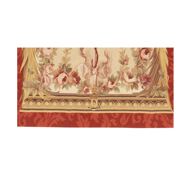Hand-Knotted High-Quality Cream and Red Area Rug