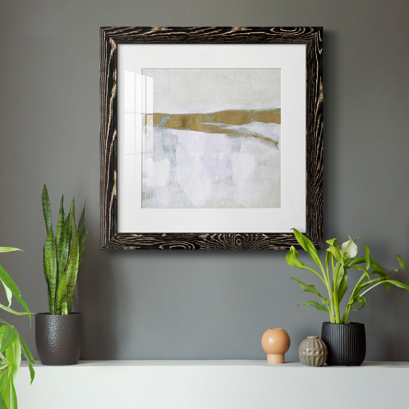 «Gold Ribbon Horizon II», reproduction encadrée de qualité supérieure - prête à être accrochée, Cadre noir