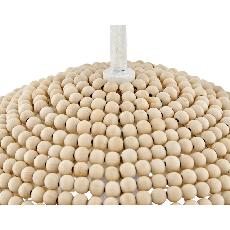 Dalia 1-Light Wooden Bead Dome Convertible Pendant, Textured Plaster