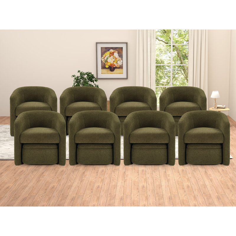 Fauteuil demi-tonneau rembourré de 28 po de largeur avec repose-pieds, Vert foncé