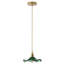 Luminaire suspendu fleur en verre vert moderne 1 lumière avec finition laiton poli