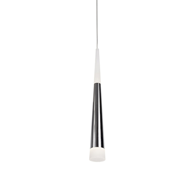 Luminaire suspendu ultra simple à DEL conique, Chrome, Chrome / Blanc
