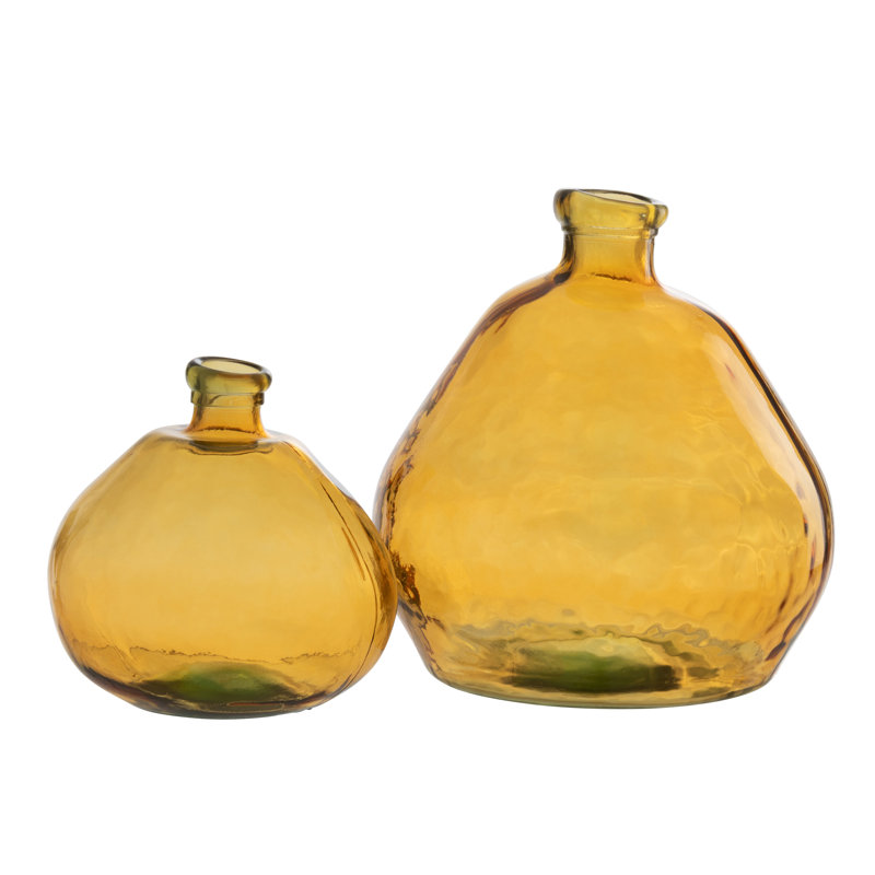 Ybarra Glass Table Vase 1, 50cm H x 45cm W x 45cm D, Ochre