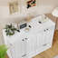 Lit escamotable double avec grand tiroir de rangement et station de charge, blanc