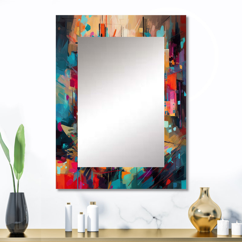 Exploring Abstracted Tranquility II - Geometric Decorative Mirror, Modern Wall Mirror, Printed Metal Art, 32" x 24"