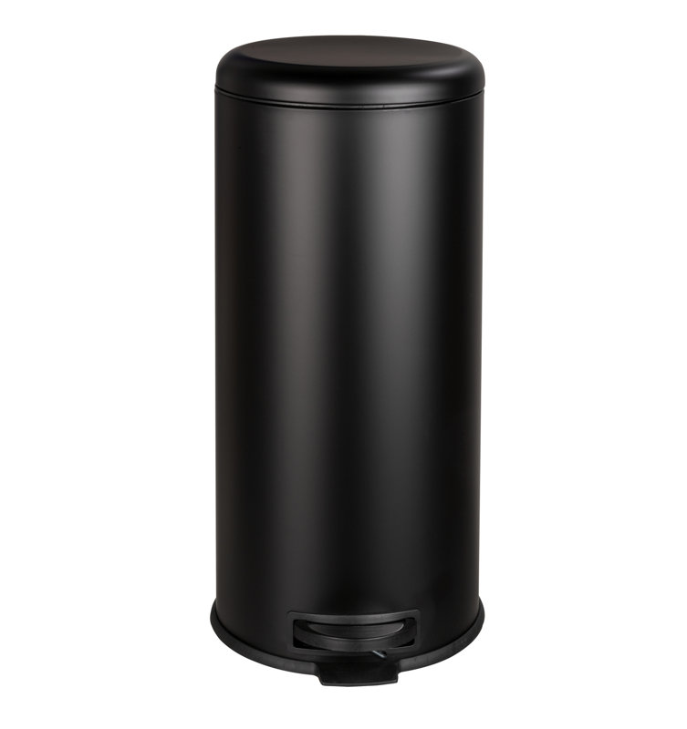 WENKO Pedal bin Leman Easy Close Black 30 L, cosmetic bin, waste bin with soft-closing mechanism, 30L