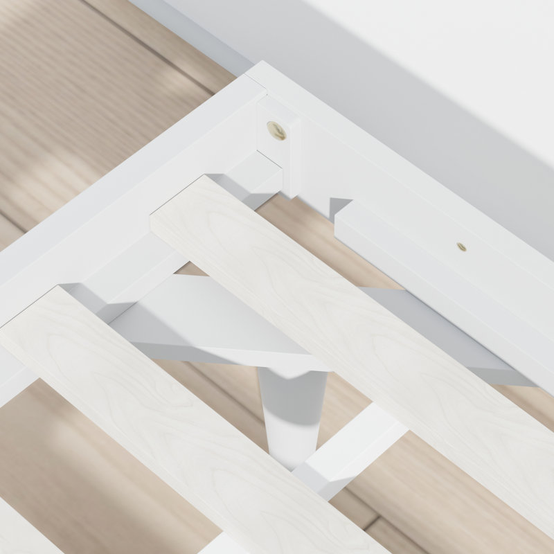 Wojcik Modern Wooden Bed Frame, White, King