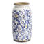 Grand vase rustique bleu et blanc de 8 po