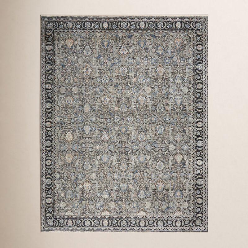 Tapis oriental gris / noir Halle, Rectangle 8 pi 6 po x 11 pi 6 po