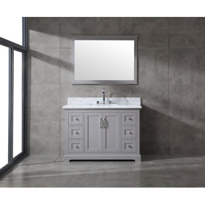 Cregger 48'' Free Standing Single Bathroom Vanity with Marble Top with Mirror -  Red Barrel StudioÂ®, 8F7FE97978DF4CE4B75374323F0447CC