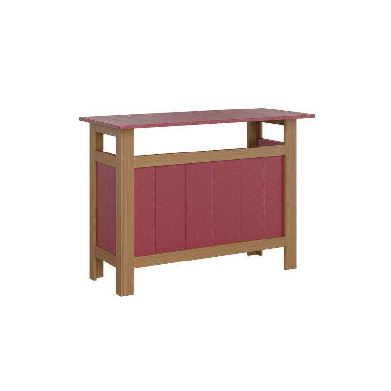 Outdoor Rectangle Bar Table, Scarlet Red, Natural Teak