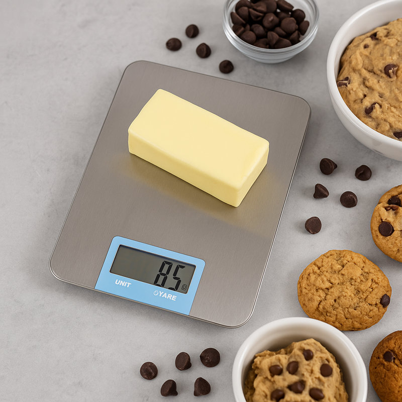 Creative Home Digital Kitchen Precision Food Scale With Rectangular Stainless Steel Platform, 5.7 X 7.9 X 0.5 H Inch