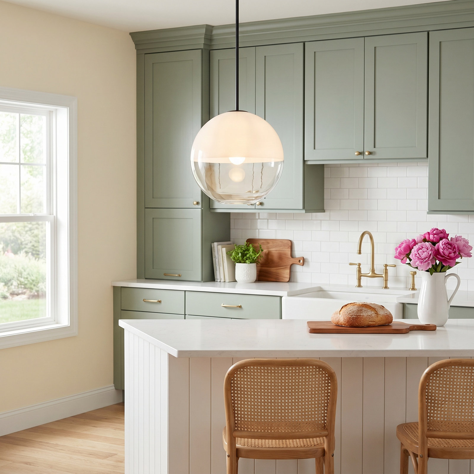 Dimmable Glass Single Light Pendant, Aged Iron