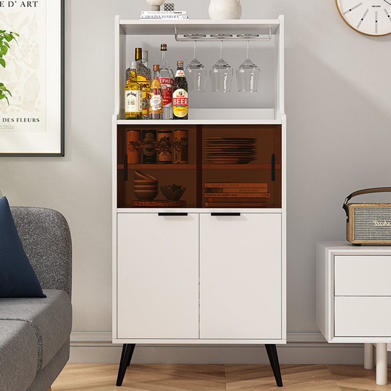 Buffet en bois massif blanc, H 51,18 po x l 23,62 po x P 15,75 po, Blanc