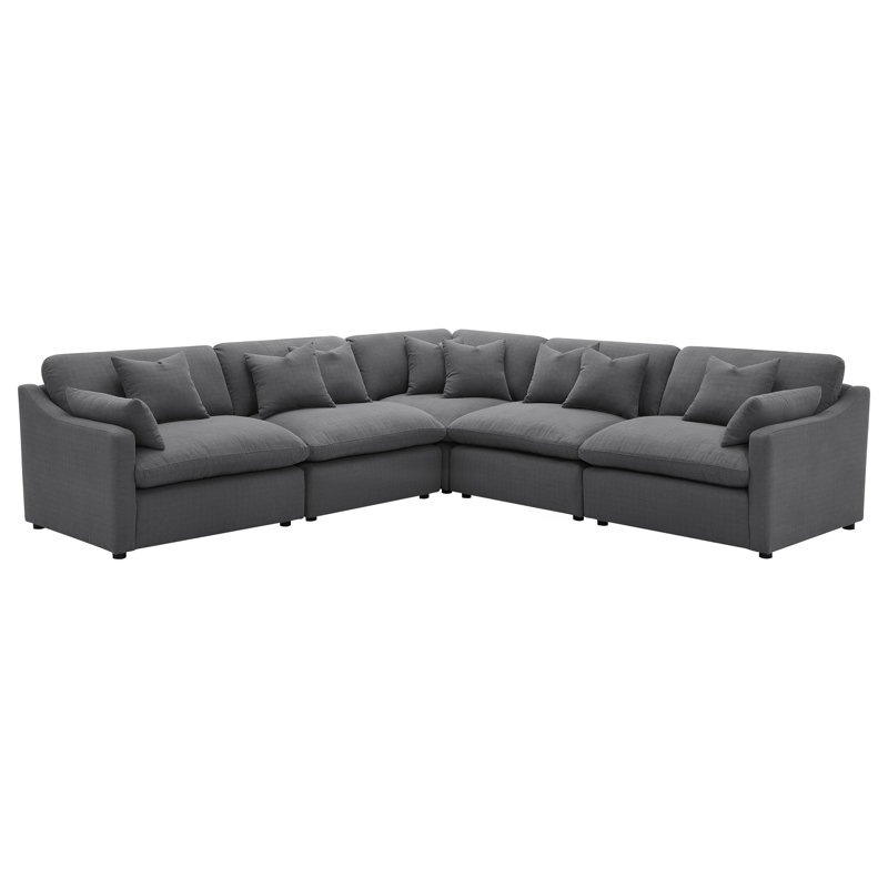 Canapé modulaire rembourré 5 pièces Garst, Tissu gris