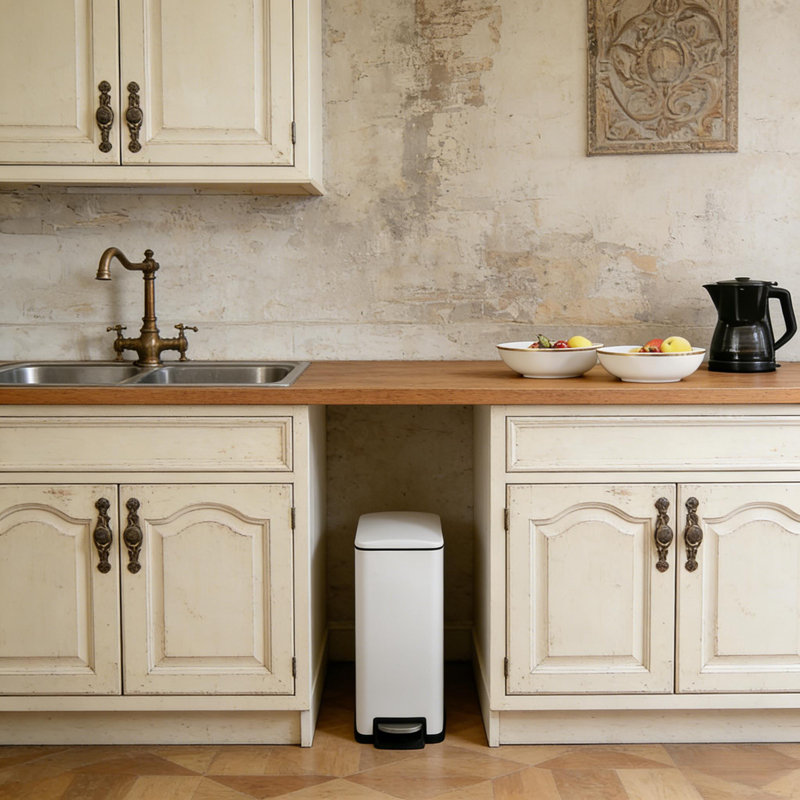Poubelle en acier inoxydable 10 litres / 2,6 gallons avec seau intérieur amovible et pédale pour toilette, chambre à coucher, cuisine
