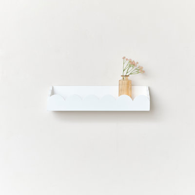 White Scalloped Wall Storage Shelf