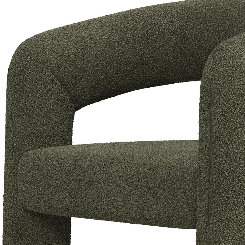 Modern Boucle Upholstered Armchair, Green
