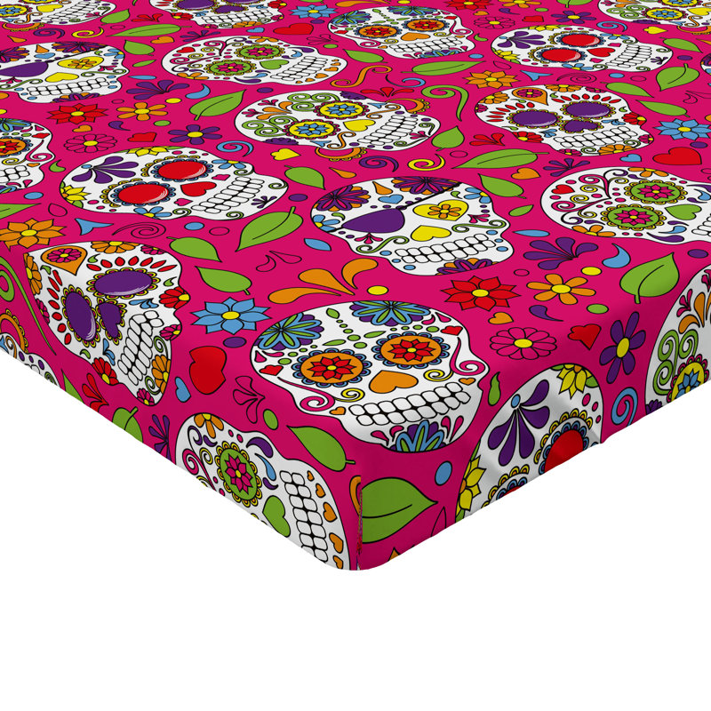 Multicolore ensemble de 2 bonnets décoratifs tête de mort Ambesonne, Ensemble de draps pour taille de lit double