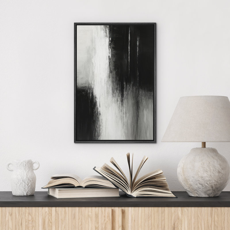 Reproduction d'art abstrait sur toile encadrée pour décoration intérieure moderne, H 24 po x l 16 po, Noir
