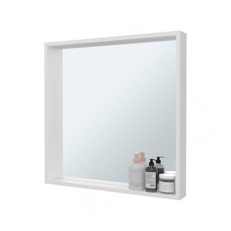 Armoire de rangement murale avec miroir, blanc