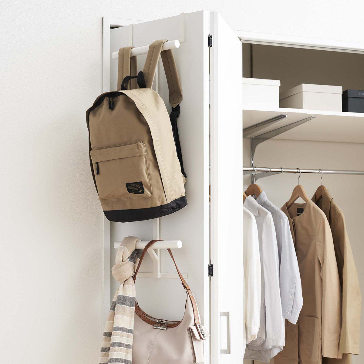 Yamazaki Home Kids' Backpack Over The Door Hanger, Two-Tiered Bookbag ...