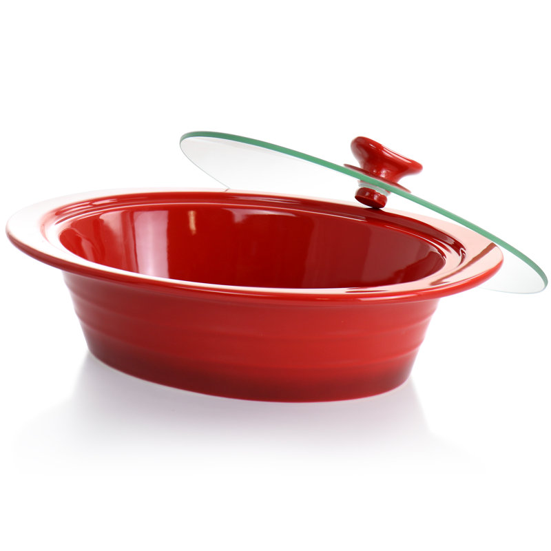 Casserole ovale en grès rouge avec couvercle en verre Crockpot Appleton