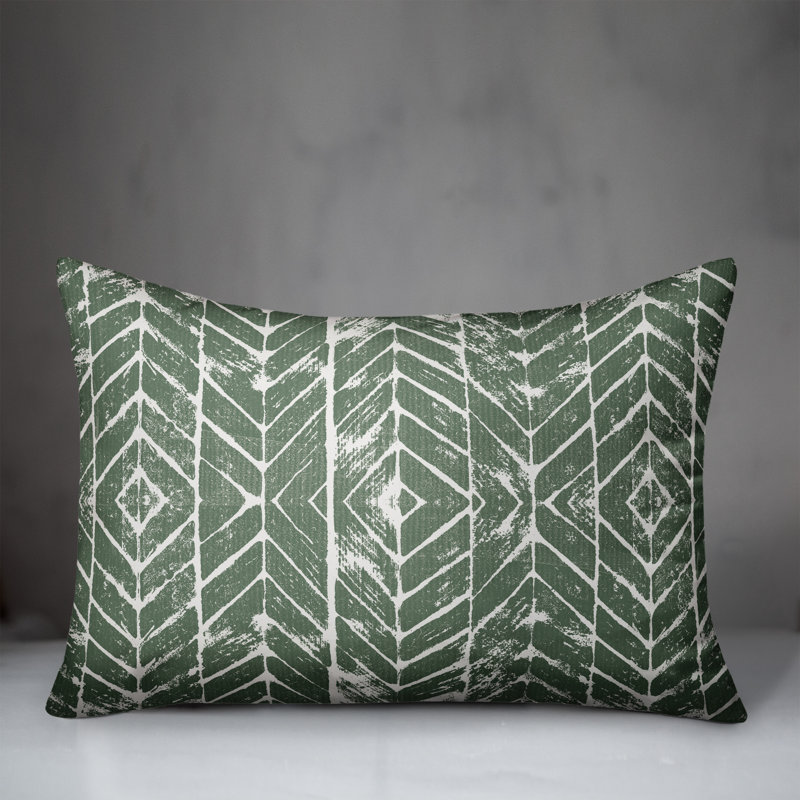 Housse et insert de coussin rectangulaire d'extérieur Distress Chevron 16, Vert