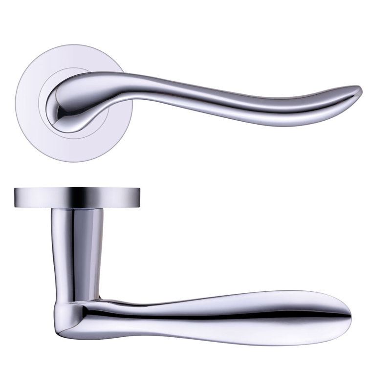 Vesta Latch Door Handle, Polished Chrome