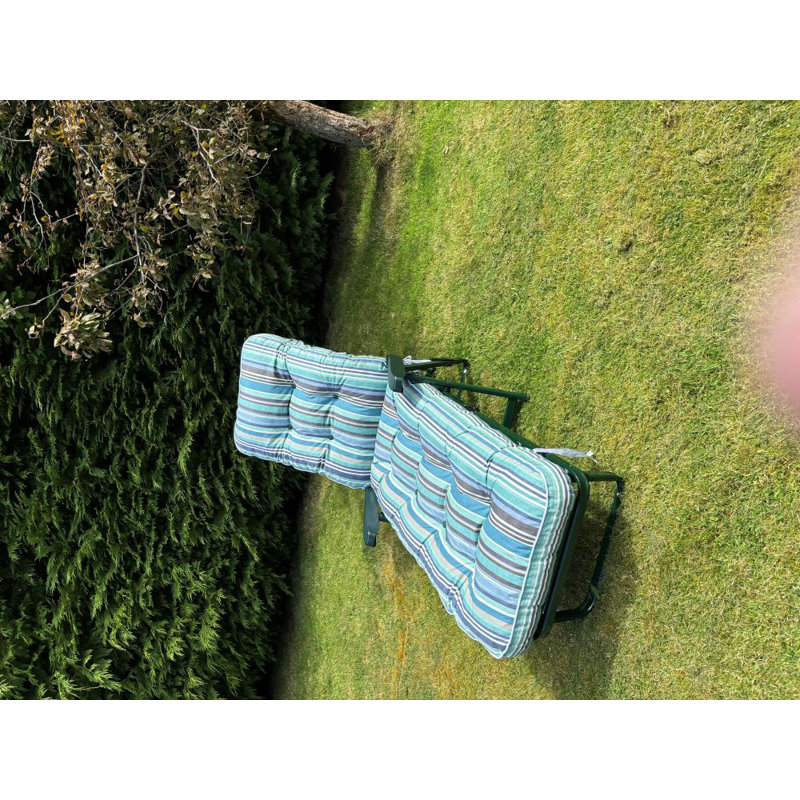 Cersten Steel Outdoor Lounge Chair, Green, Blue