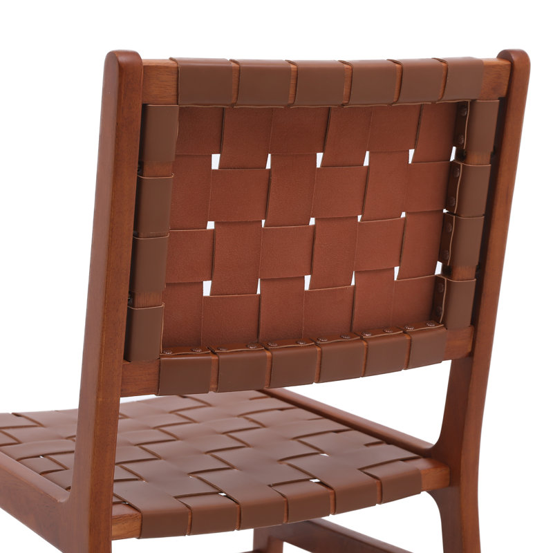 Bochini Counter Stool with Solid Wood Frame, Short Stool (18” Seat Height), Brown