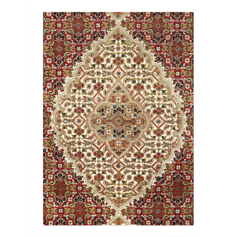 Canvello Fine Hand Knotted Silk & Wool Tabriz Design Rug - 4'2'' X 6'2''