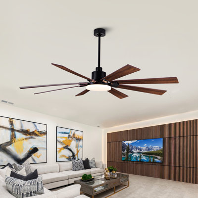 Ventilateur de plafond 72 po avec lumières, grand ventilateur de plafond étanche avec télécommande, moteur à courant continu réversible, lumière à DEL à intensité variable 3CCT, 8 pales en contreplaqué à double finition pour l'intérieur et l'extérieur couvert (noir et rouge)