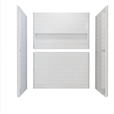 60 in. x 32 in. 4-Piece Direct-to-Stud Alcove Shower Wall Kit in White