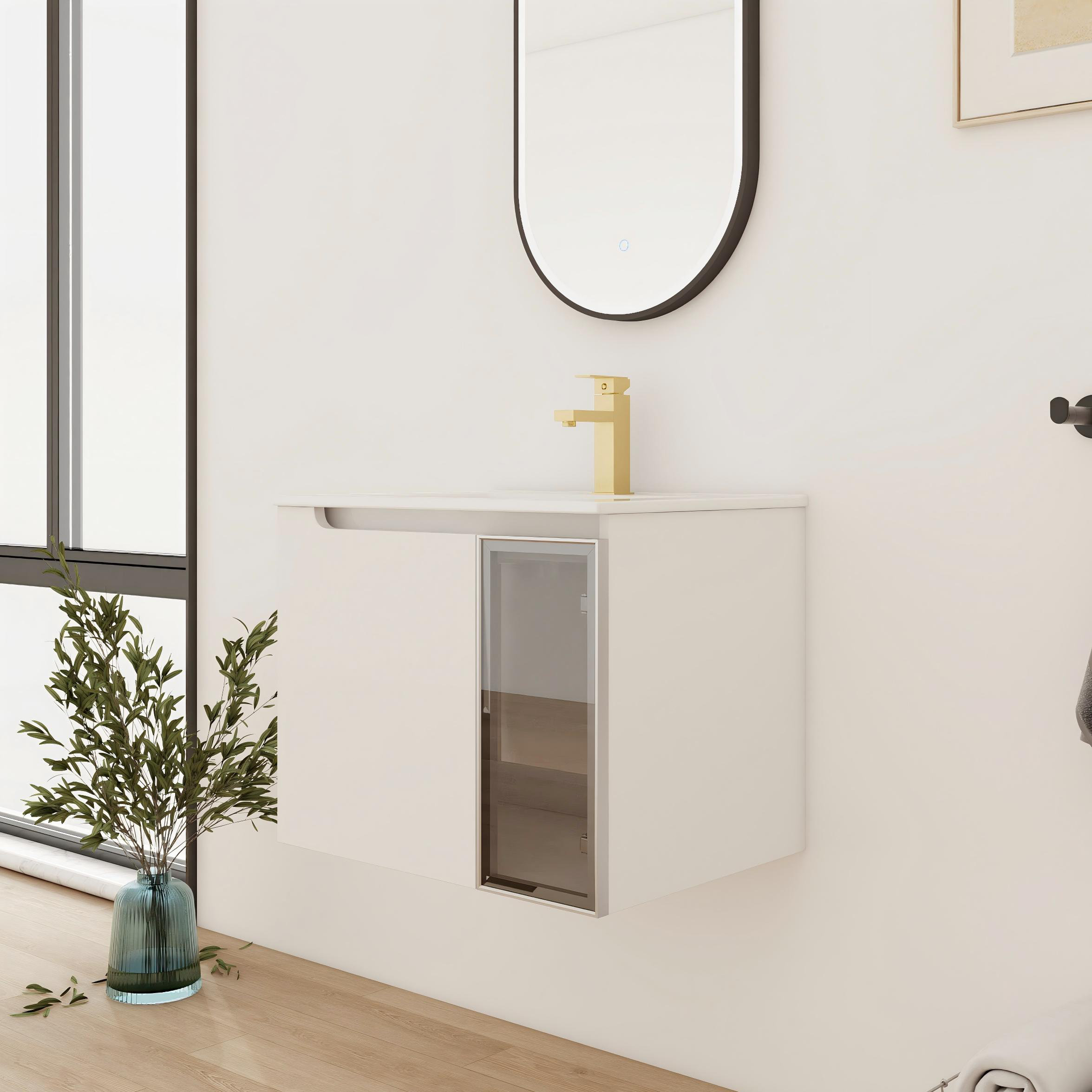 Wrought Studio™ Single Floating Bathroom Vanity With Ceramic Top | Wayfair