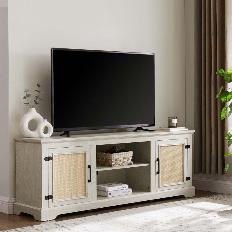Rattan TV Stand Console Table for TVs up to 70 Inches