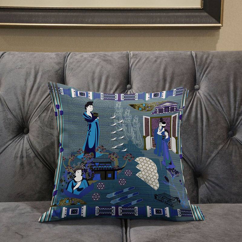 Housse et insert de coussin carré en polyester intérieur / extérieur, 26 po x 26 po, Blanc / Mauve