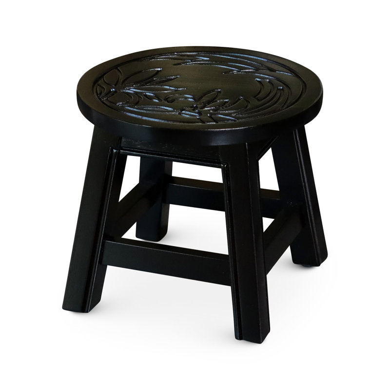 Tabouret floral - fonctionnel pour repose-pieds et mini-table d'appoint en bois franc, salles de jeux pratiques