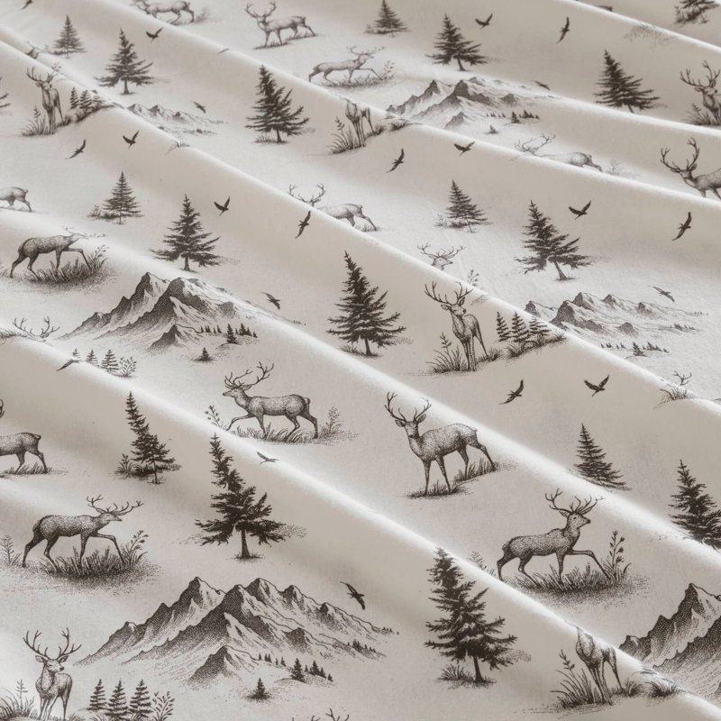4 PCS Sheet Set Deer Toile, California King Sheet Set