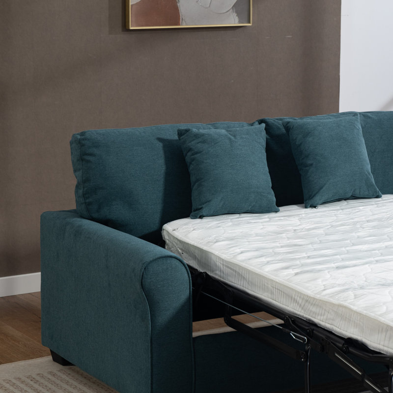 2 Seater Linen Blend Sofa Bed, Teal