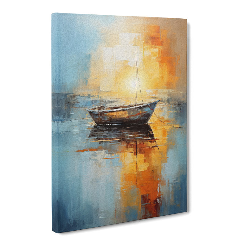 Boat On A Lake Abstract No.2 - Wrapped Canvas, 50cm H x 35cm W x 3cm D