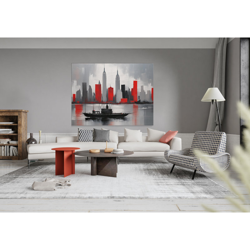 Cityscape In Red, 36" H x 48" W