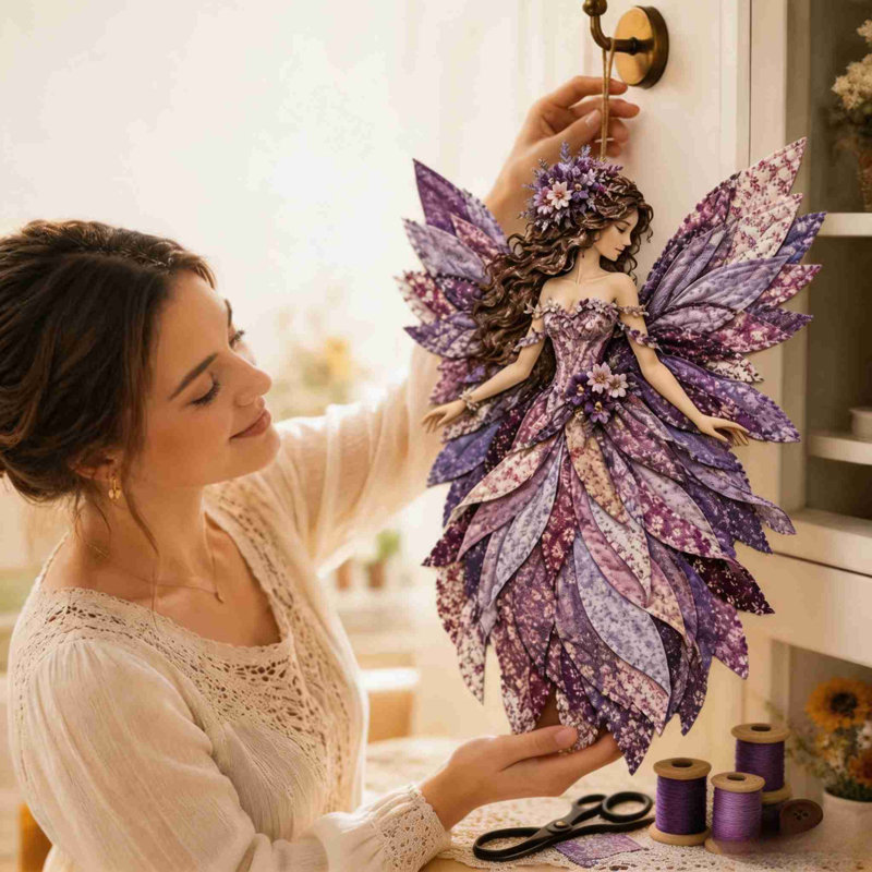 Trousse de courtepointe DIY pour accrocher une porte en plastique, tissu superposé à motifs floraux, décoration murale faite à la main.