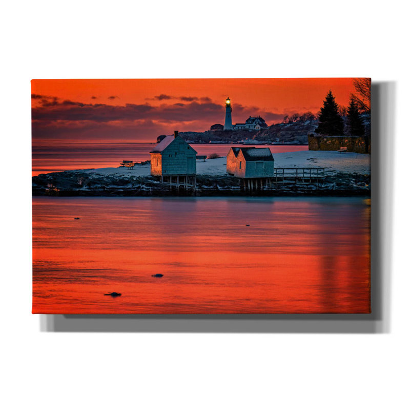 «Wintry Dawn At Willard Beach» par Rick Berk, art mural sur toile, H 18 po x l 26 po x P 0,75 po