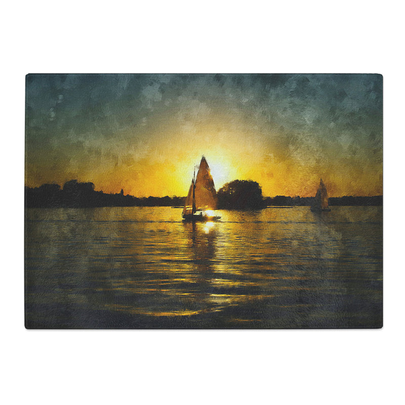 Sailing Boat Vol.4 Painting Chopping Board, 0.4cm H x 28.5cm W x 39cm L